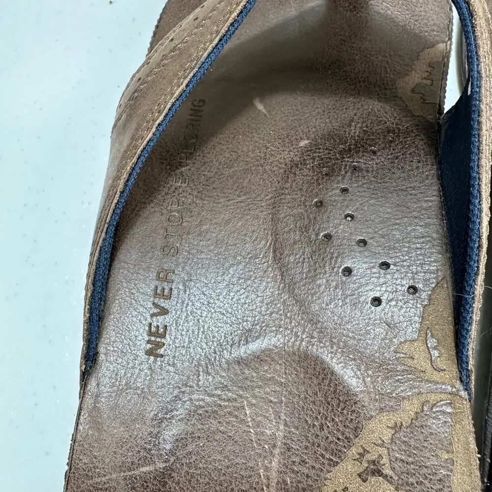 The North Face Bridgeton Flip Flop Mens Size‎ 13 Brown Leather Slip On stamped